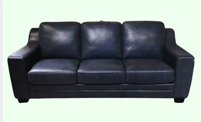 Leather Queen Sleeper Navy 84" x 37D 36H Self storing cushions Leather Queen Sleeper Navy 84" x 37D 36H Self storing cushions