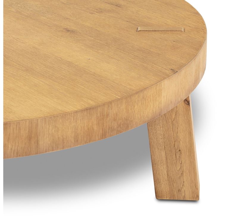 Tuscan Round Coffee Table Worn Oak Veneer 40.00"w x 40.00"d x 16.25"h