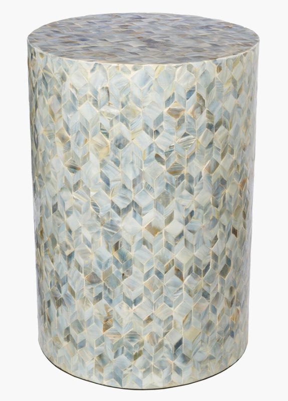 Side Table Unique Iridescent Shell Lacquered Shell Unique Iridescent 13" x13" x 19" H Side Table Unique Iridescent Shell Lacquered Shell Unique Iridescent 13" x13" x 19" H