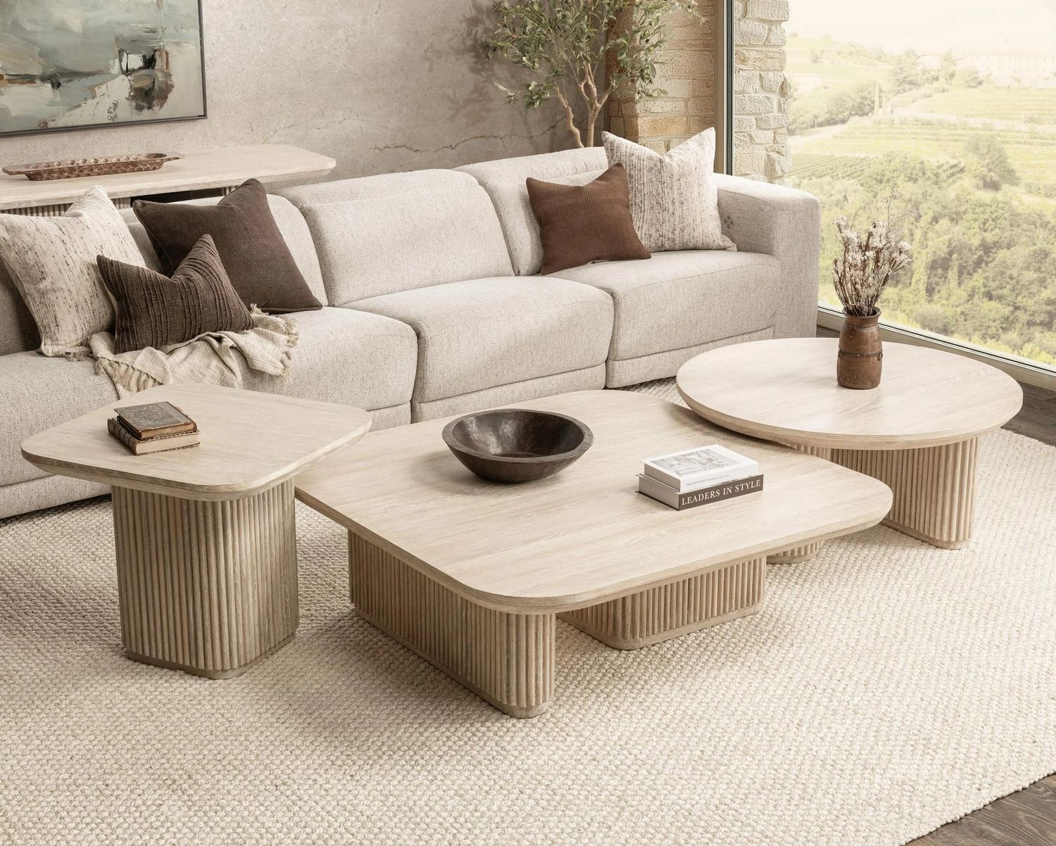Cream Square Coffee Table 	48”W x 48”D x 15”H