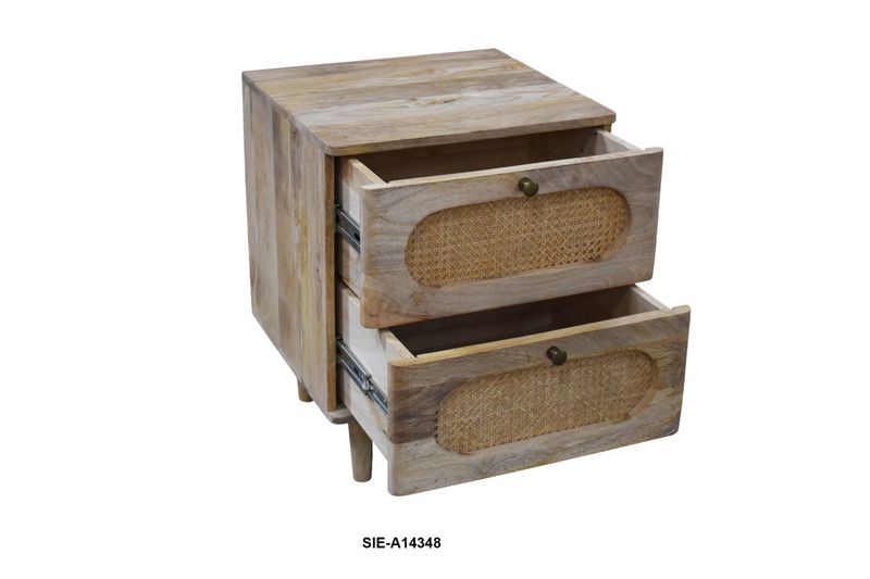 Wd. 2 Drawer Cane Juliet Nightstand SHV- 19Wx18Dx24H