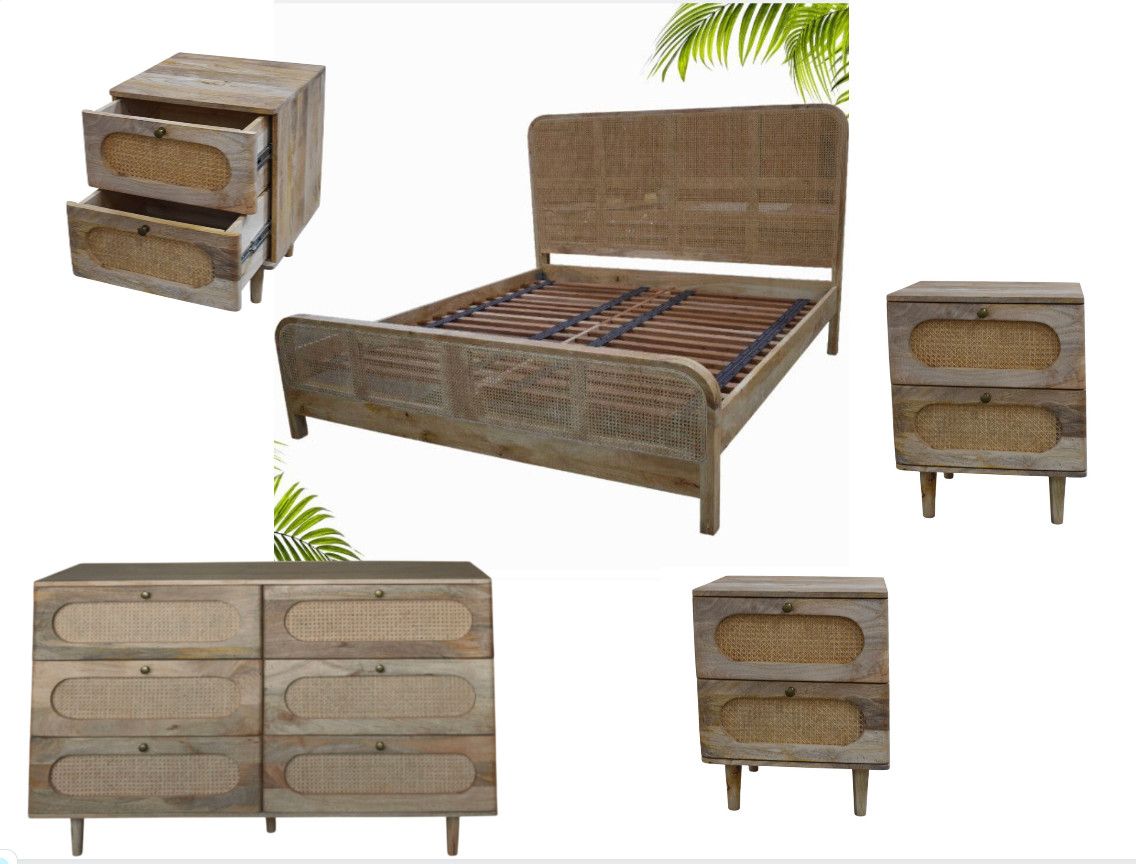 Wd. 2 Drawer Cane Juliet Nightstand SHV- 19Wx18Dx24H Wd. 2 Drawer Cane Juliet Nightstand SHV- 19Wx18Dx24H