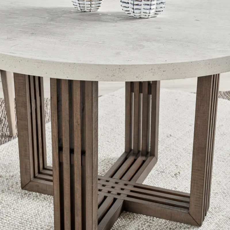 Concrete Laminate Pine Base Dining Table 47”W x 47”D x 30”H