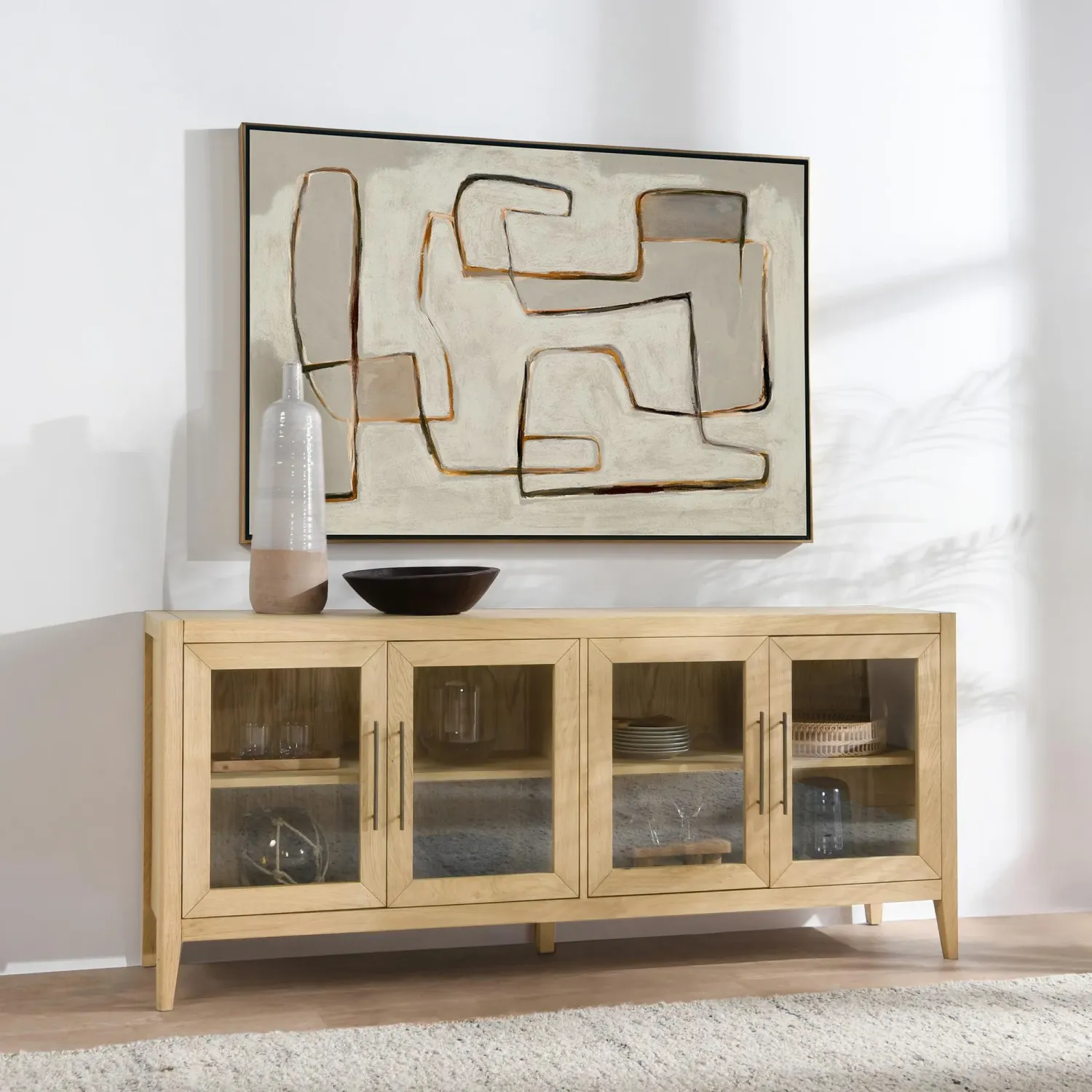 4 Door Buffet Natural 78x18x34