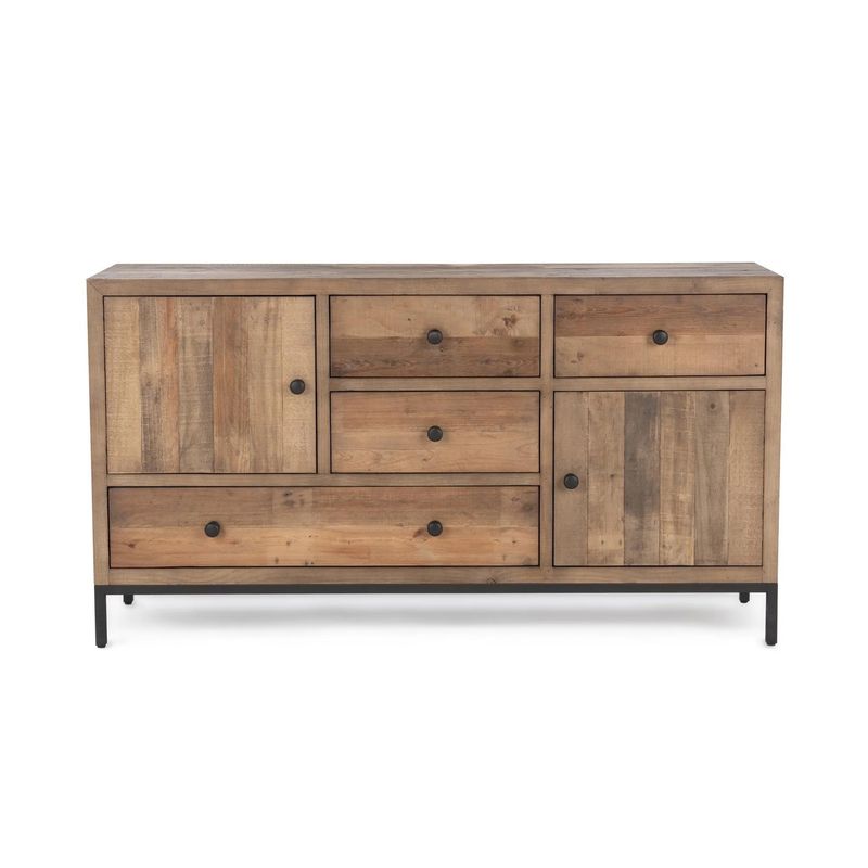 2 Door 4 Drawer Sideboard Natural Pine 65W x 18D x 35H