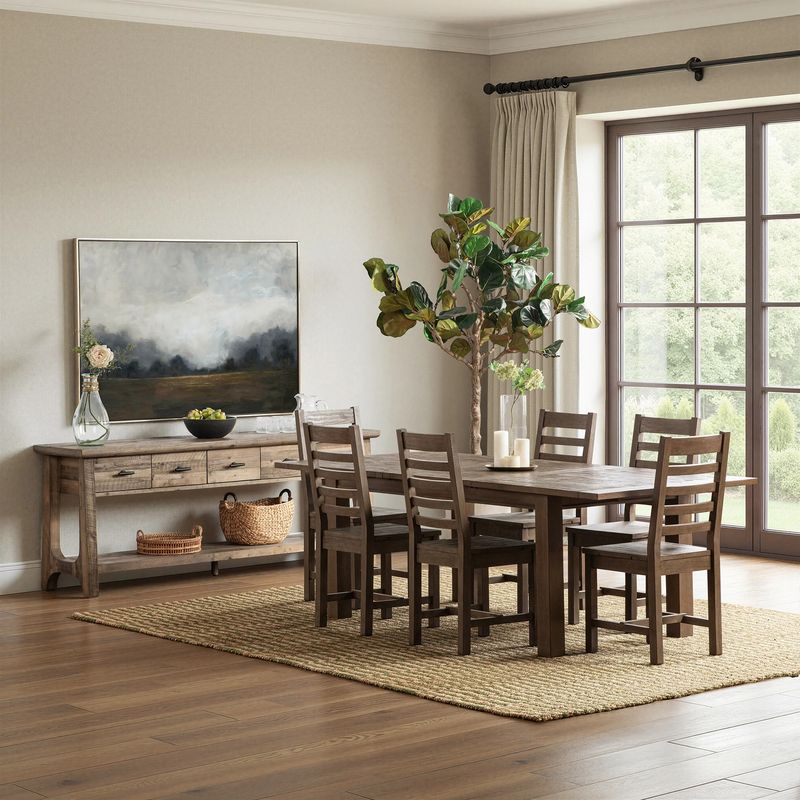 Self Storing Ext Dining Table 71-94 x 40D x 30H Brown Driftwood