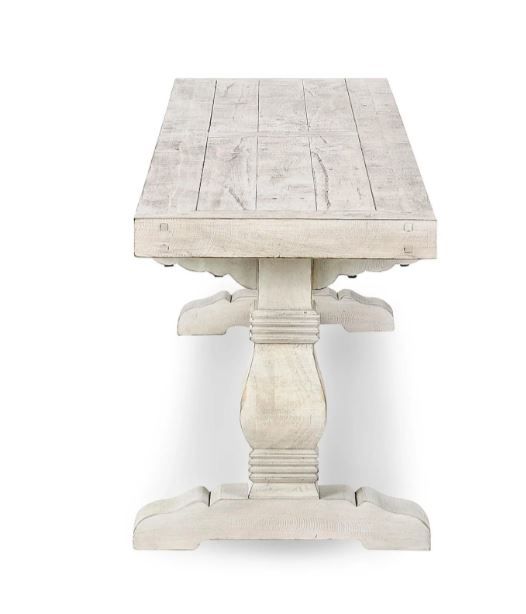 83" Dining Bench Distressed Washed Ivory Overall Dimensions 83”W x 16”D x 18”H