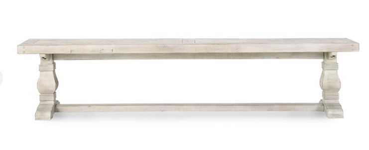 83" Dining Bench Distressed Washed Ivory Overall Dimensions 83”W x 16”D x 18”H 83" Dining Bench Distressed Washed Ivory Overall Dimensions 83”W x 16”D x 18”H