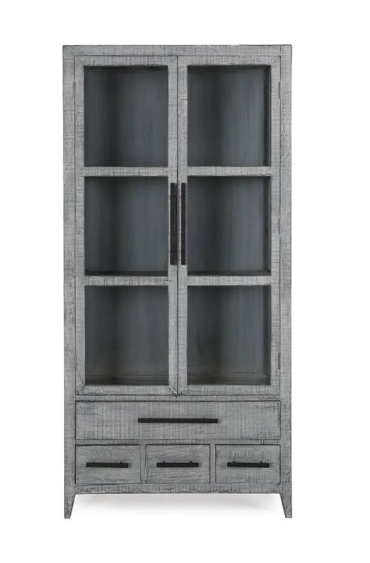 Antique Blue Display Cabinet 43W x 17D x 87H