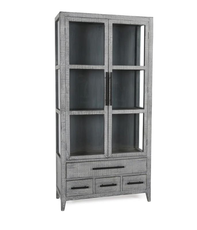 Antique Blue Display Cabinet 43W x 17D x 87H