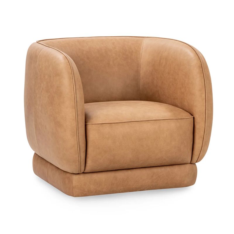 Saddle Leather Swivel Chair 35W x 32D x 30.5H