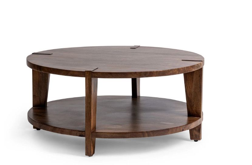 Round Coffee Table Brown 	40”W x 40”D x 18”H