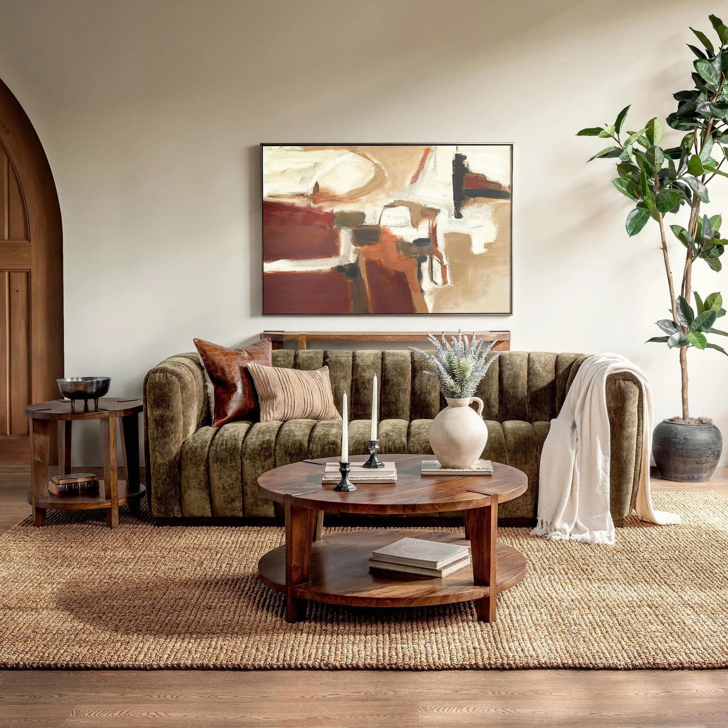 Round Coffee Table Brown 	40”W x 40”D x 18”H