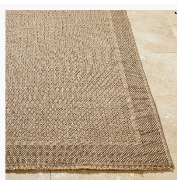Sumge 2307  9'2 x 12' In door Outdoor rug  (No Pile Fringe Length: 1") Colors: Tan, Black TPX: 16-1334, 19-4004 Made in Turkey