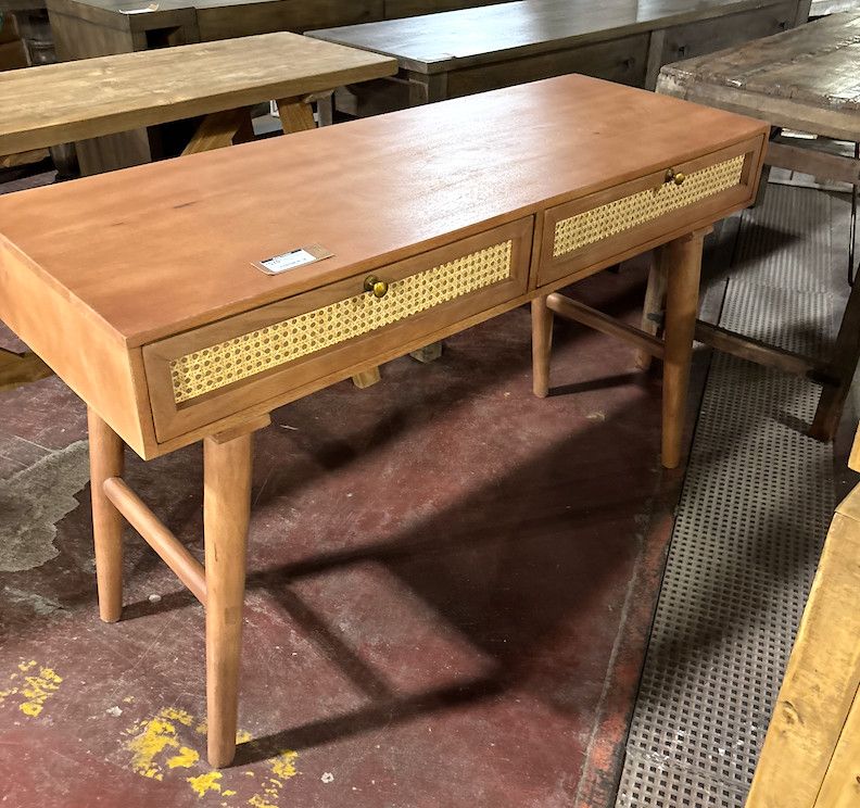 Wd. Console Table with Cane Drawers- 48Wx18Dx30H Wd. Console Table with Cane Drawers- 48Wx18Dx30H