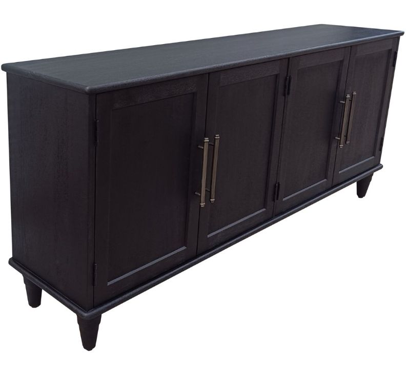 Reba Sideboard 78" L x 18"W x 35"H  Black, Antique Nickle