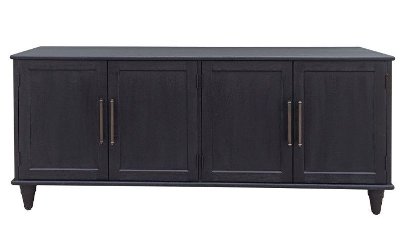Reba Sideboard 78" L x 18"W x 35"H  Black, Antique Nickle