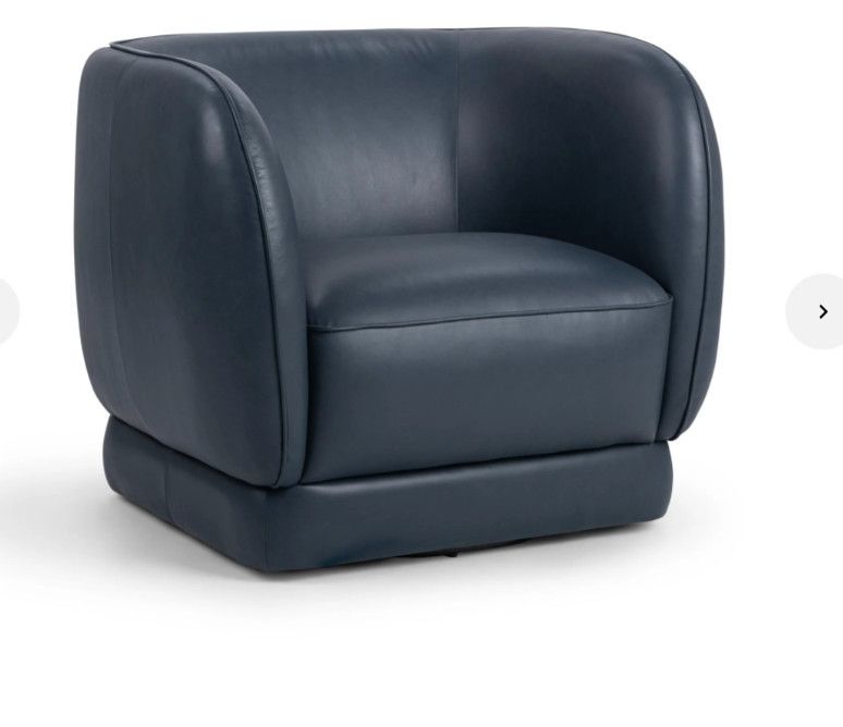 Leather Blue Swivel Chair 35W x 32D x 30.5H