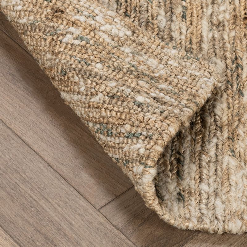Flash Rug Sale- 8'x10' Hayward Soumak Jute Natural/Green (No additional Discounts) 25% Wool, 20% Cotton, 55% Jute
