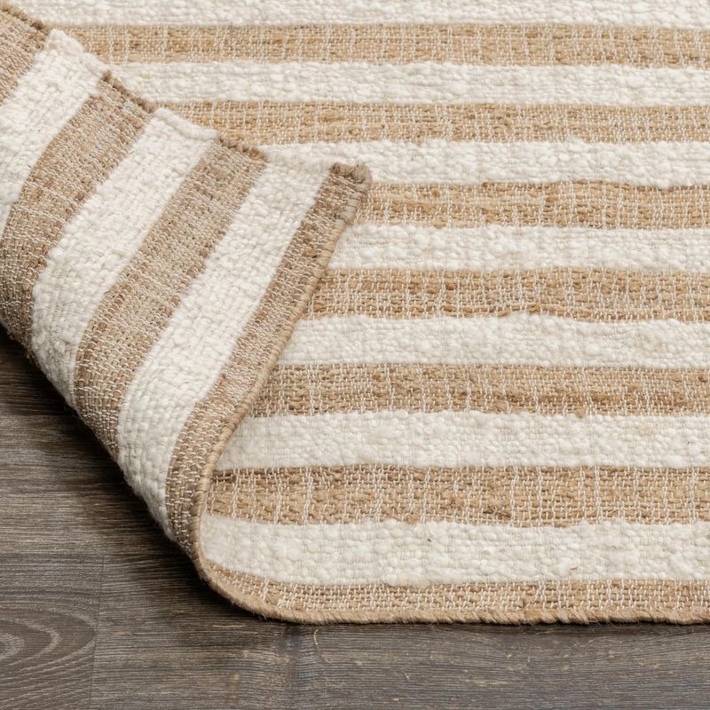 Flash Rug Sale- 8'x10' Rhodes Stripe Natural/Ivory (No additional Discounts) 45% Wool/ 45% Jute/ 10% Cotton