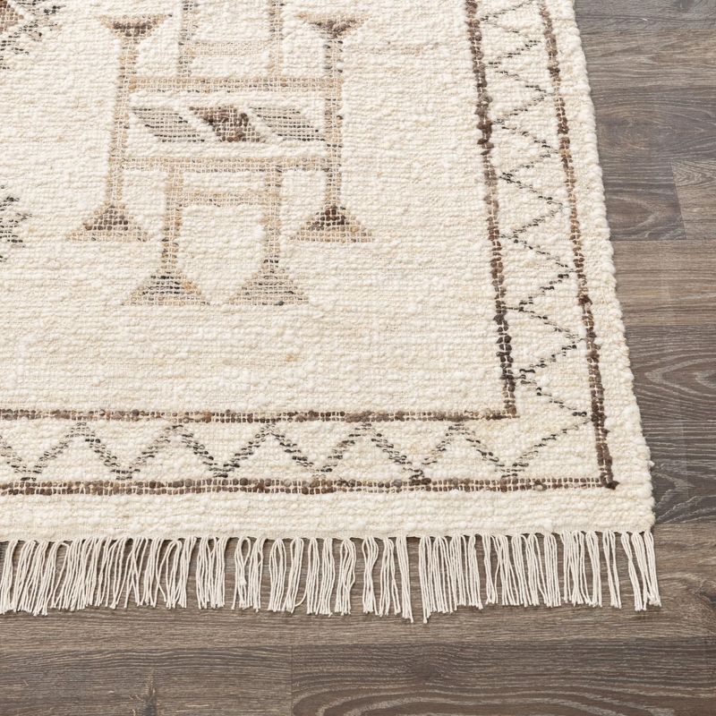 Flash Rug Sale- 9'x12' Gazi Ivory/Brown Multi (No additional Discounts) 50% Wool/40% Jute/10% Cotton