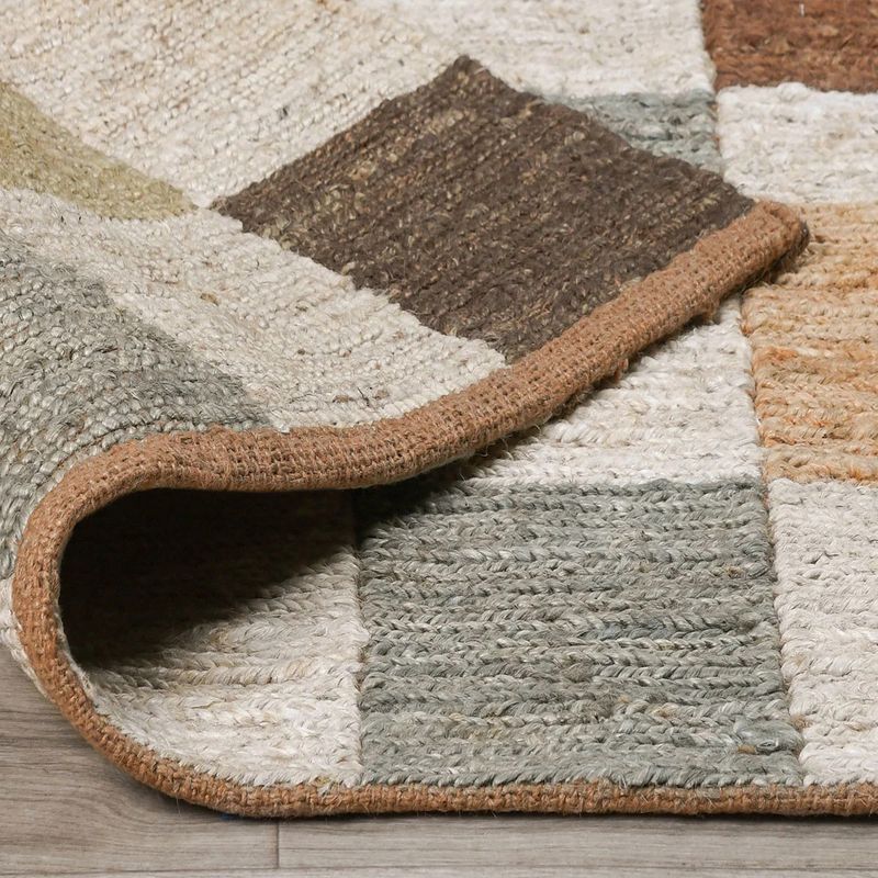 Flash Rug Sale- 9'x12' Soumak Jute Check Natural Multi (No additional Discounts) 100% Jute