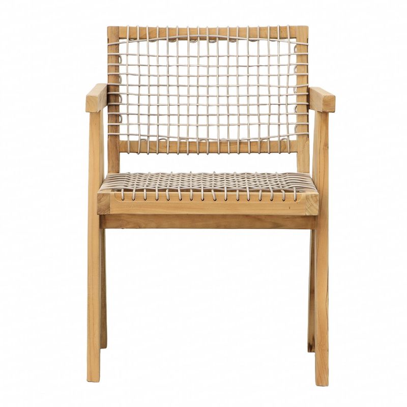 Triton Outdoor Dining Chair Material: Teak Wood Frame and Synthetic Rattan Weaving Material Finish: Natural Wood Finish Frame with Taupe Weave 22.5 x 22.5 x 32