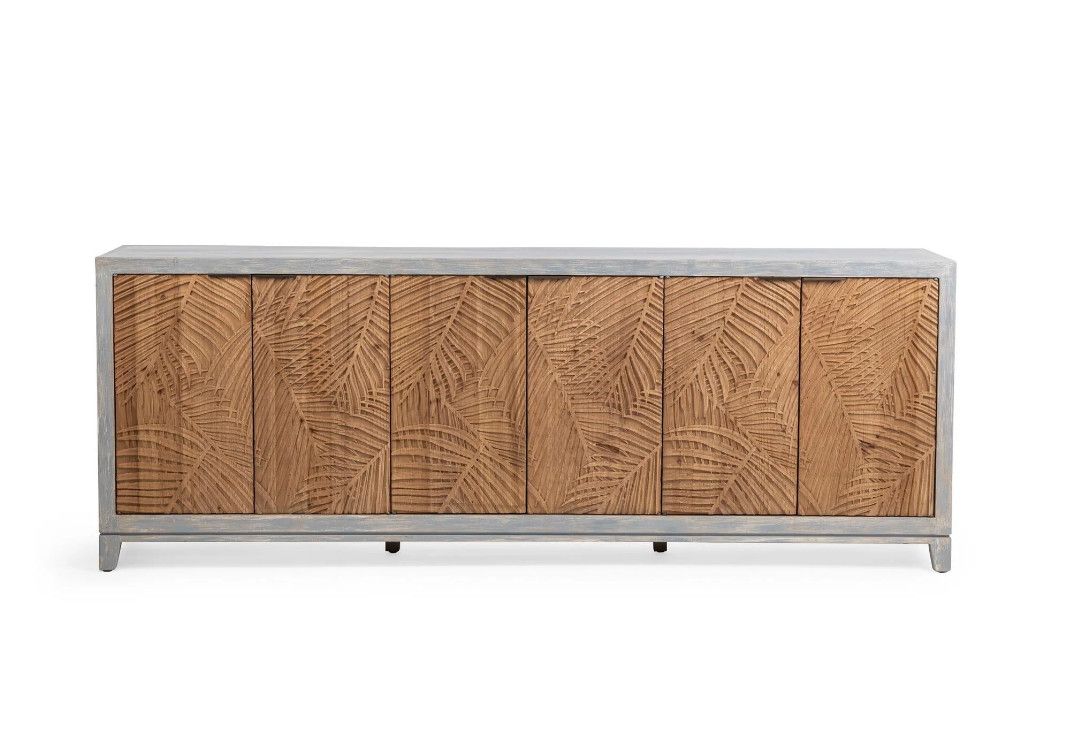 6 Door Coastal Palm Sideboard- 98"W x 18"D x 36"H