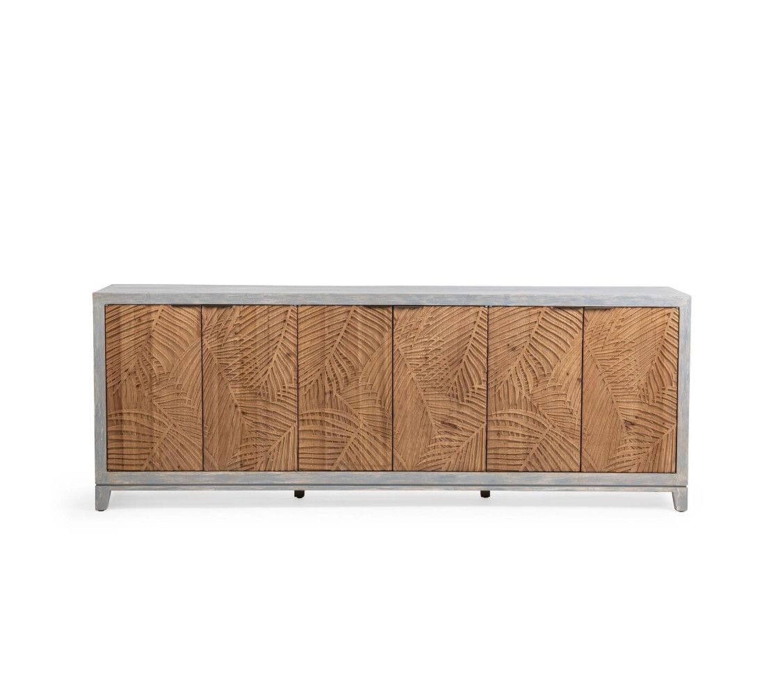 6 Door Coastal Palm Sideboard- 98"W x 18"D x 36"H