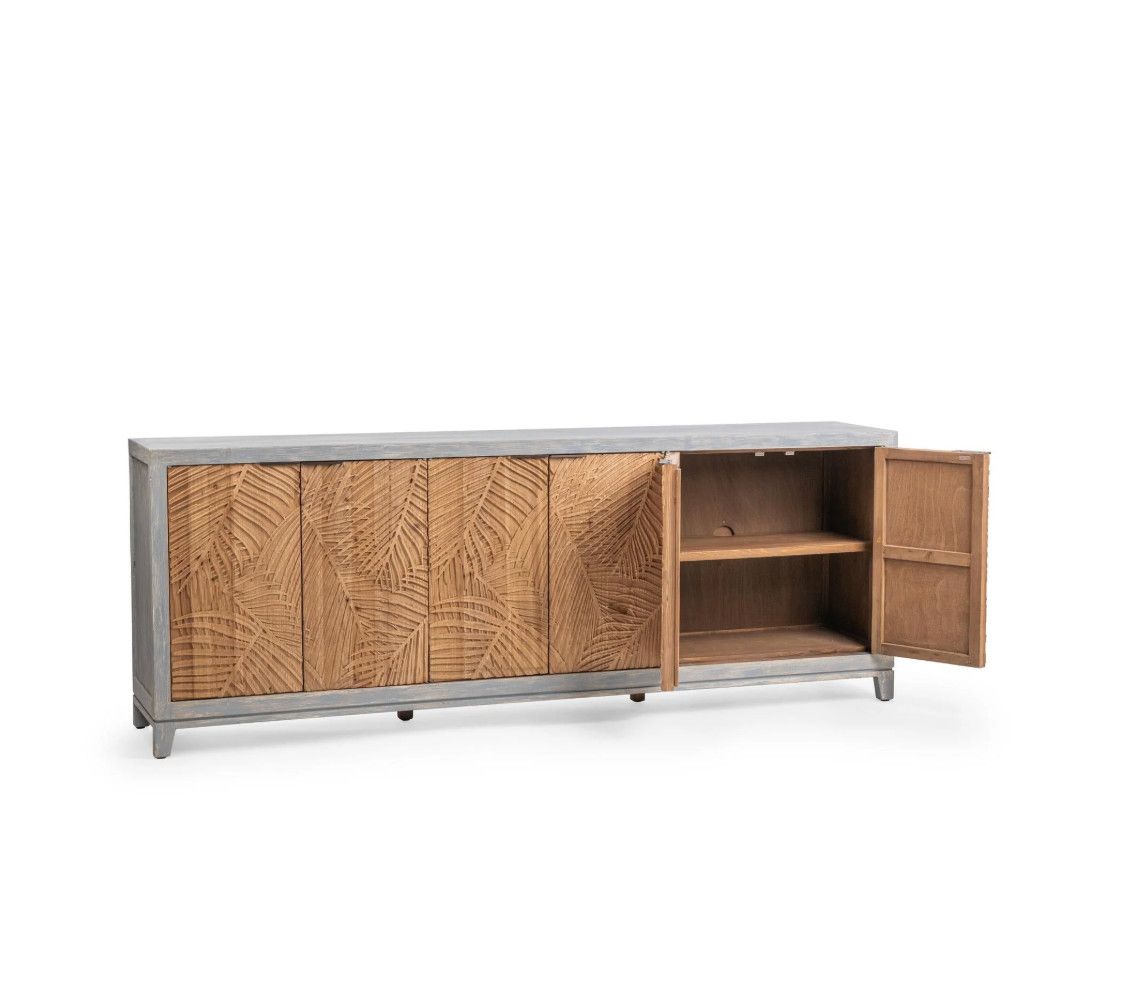 6 Door Coastal Palm Sideboard- 98"W x 18"D x 36"H
