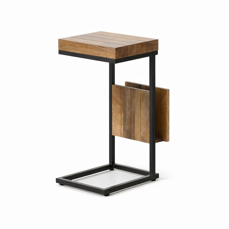Mercer Side Table 14 W x 12 D x 26 H (Riverwood Finish) Mango Wood & Metal Mercer Side Table 14 W x 12 D x 26 H (Riverwood Finish) Mango Wood & Metal
