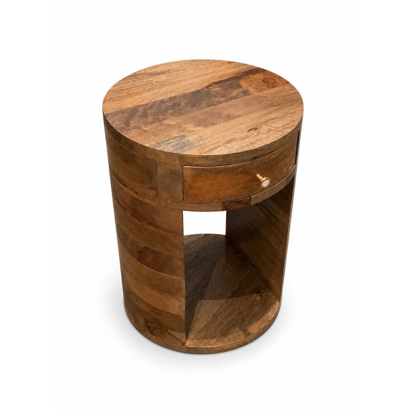 Onda Side Table 18 W x 18 D x 20 H Solid Mango Wood Riverwood Finish