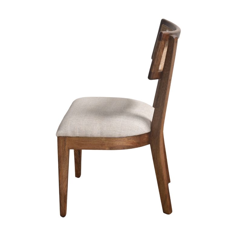 Lucien Dining Chair 19 W x 22.5 D x 35 H Mango Wood, Cane & Fabric Walden Brown Finish