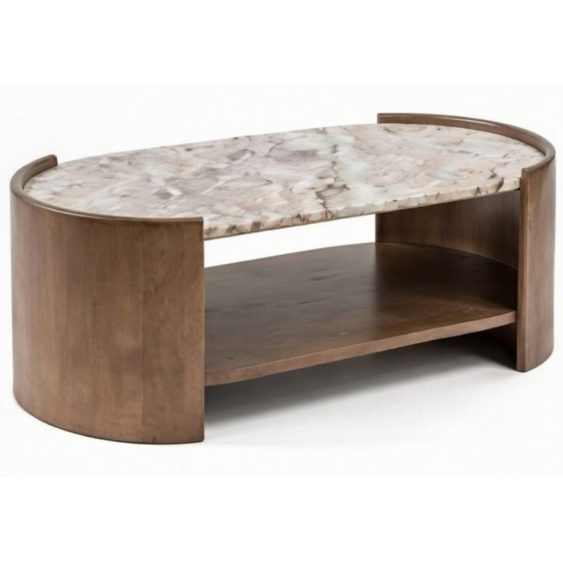 Portofino Coffee Table 51 W x 23 D x 18 H Mango Wood & Savar Marbel Desert Gray Finish