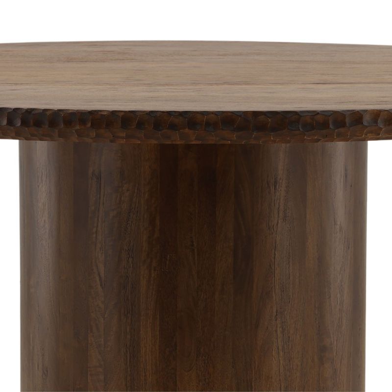 Riven Dining Table: Mango Wood, Rich Brown Finish. W 60 D 60 H 30