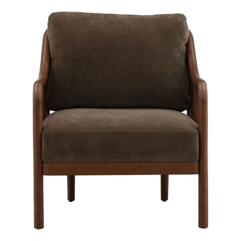 Vesper Occasional Chair Velvet with Rubberwood Frame in Olive W 29 D 33 H 33