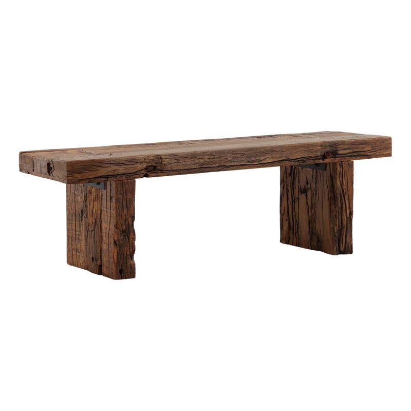 Bastion Bench Reclaimed Mango Wood in Brown W 60 D 16 H 18