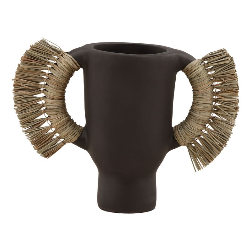 Kora Small Vase in Terracotta and Natural Fibers in Chocolate W 19.5 D 7.5 H 15.5 Kora Small Vase in Terracotta and Natural Fibers in Chocolate W 19.5 D 7.5 H 15.5