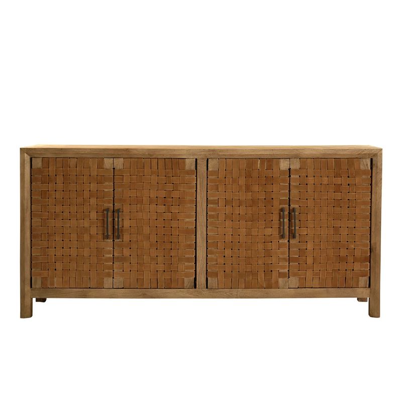 Hadrian Sideboard in Mango Wood and Leather W 72 D 17 H 34