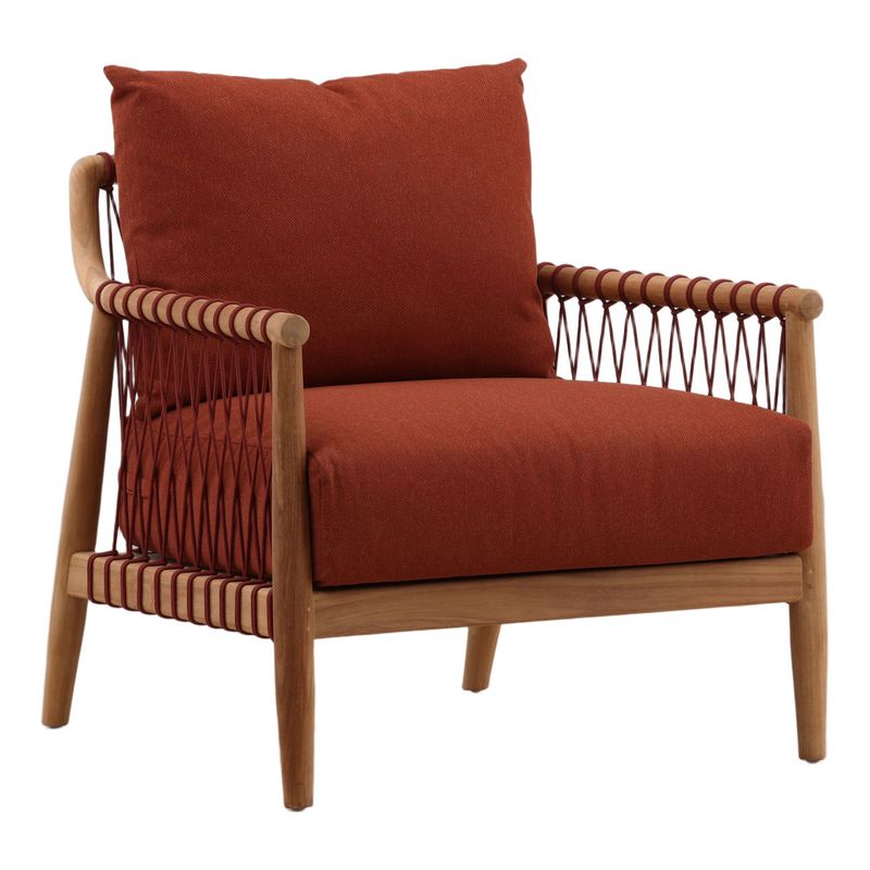 Sienna Outdoor Sofa Chair in Rust Outdoor Fabric and Teak Wood W 31 D 30 H 33 Sienna Outdoor Sofa Chair in Rust Outdoor Fabric and Teak Wood W 31 D 30 H 33