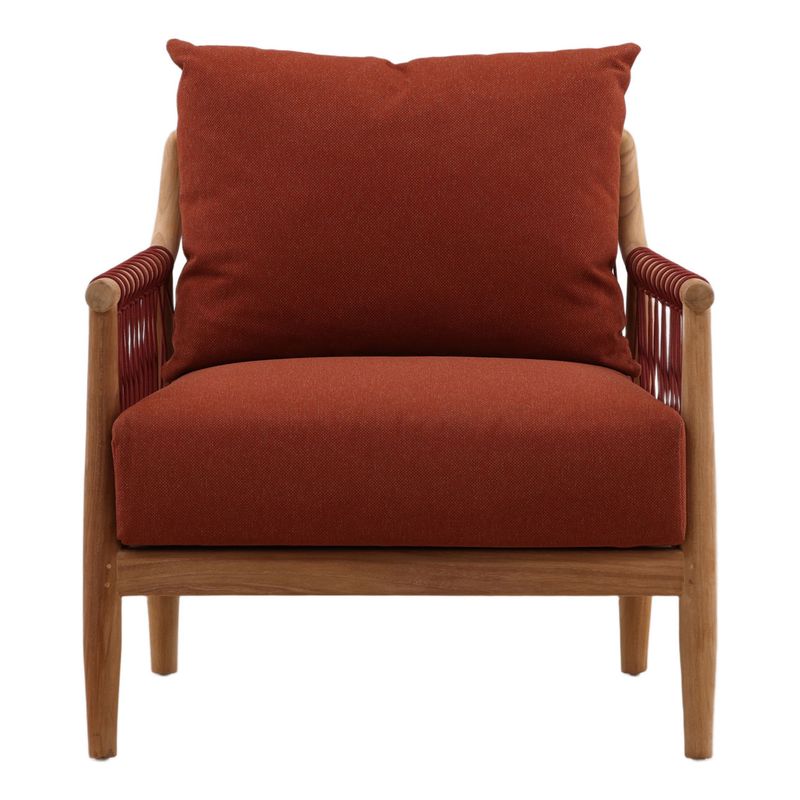 Sienna Outdoor Sofa Chair in Rust Outdoor Fabric and Teak Wood W 31 D 30 H 33