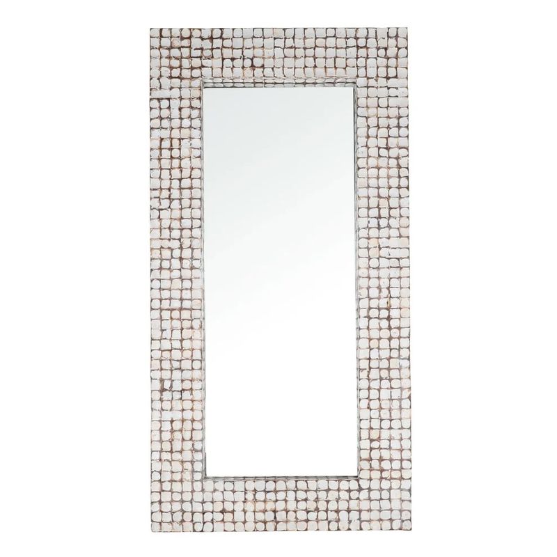 Tessera Floor Mirror Coconut Shell Tiles with Whitewash Finish W 40 D 3.5 H 79.5 Tessera Floor Mirror Coconut Shell Tiles with Whitewash Finish W 40 D 3.5 H 79.5