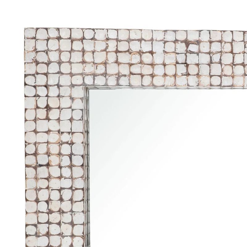 Tessera Floor Mirror Coconut Shell Tiles with Whitewash Finish W 40 D 3.5 H 79.5