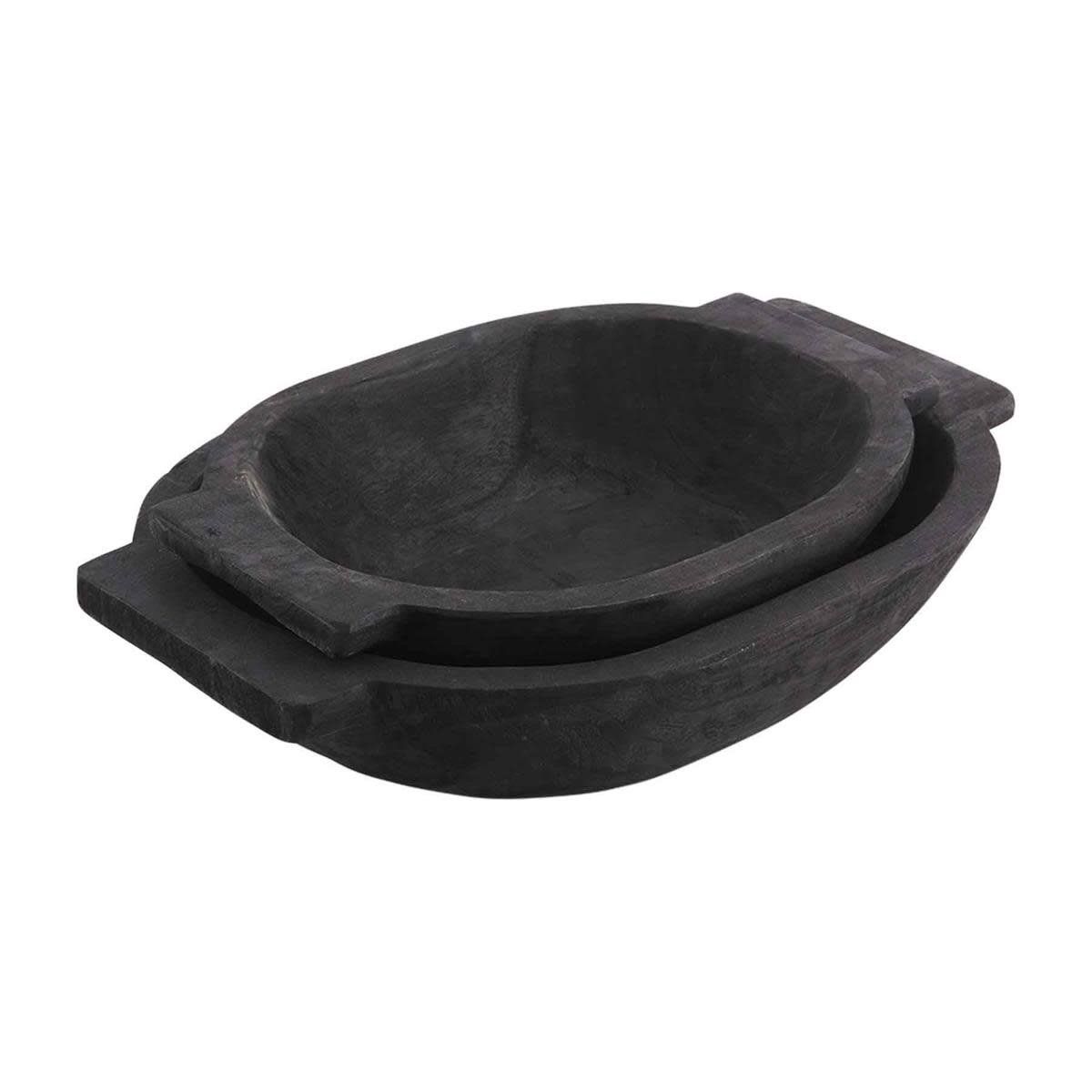 BLACK OVAL DOUGH BOWL (SET OF 2)