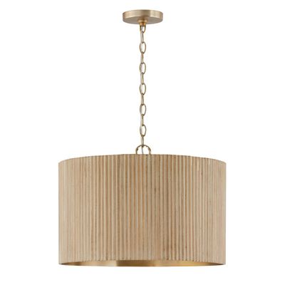 DONOVAN 3-LIGHT PENDANT, Color: (WHITE WASH/BRASS)