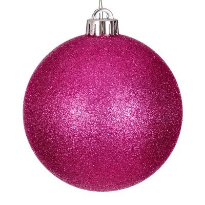 6&quot; HOT PINK GLITTER BALL DRILLED 4/BAG