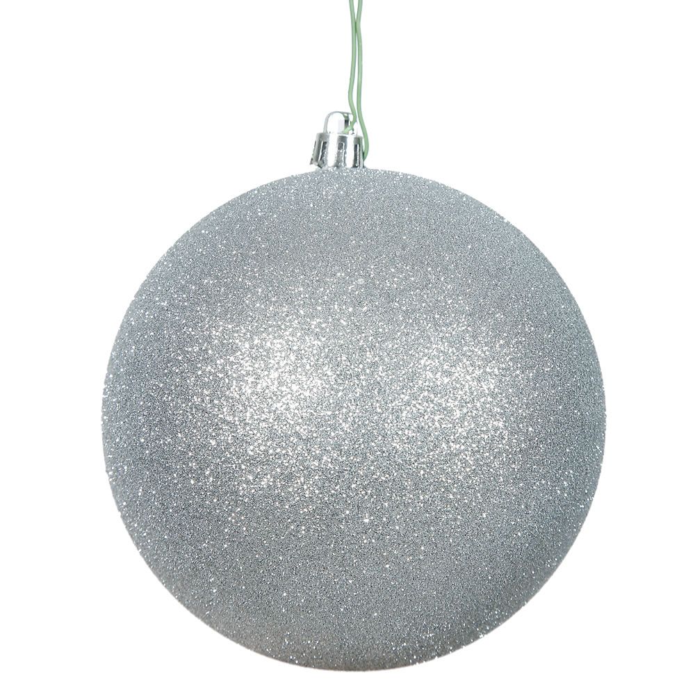 4.75&quot; SILVER GLITTER BALL DRILLED 4/BAG