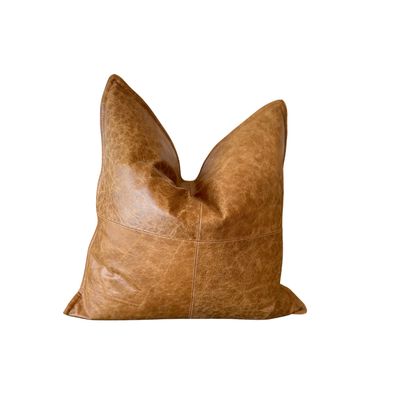 LEATHER DUMONT CHESTNUT 22&quot; PILLOW