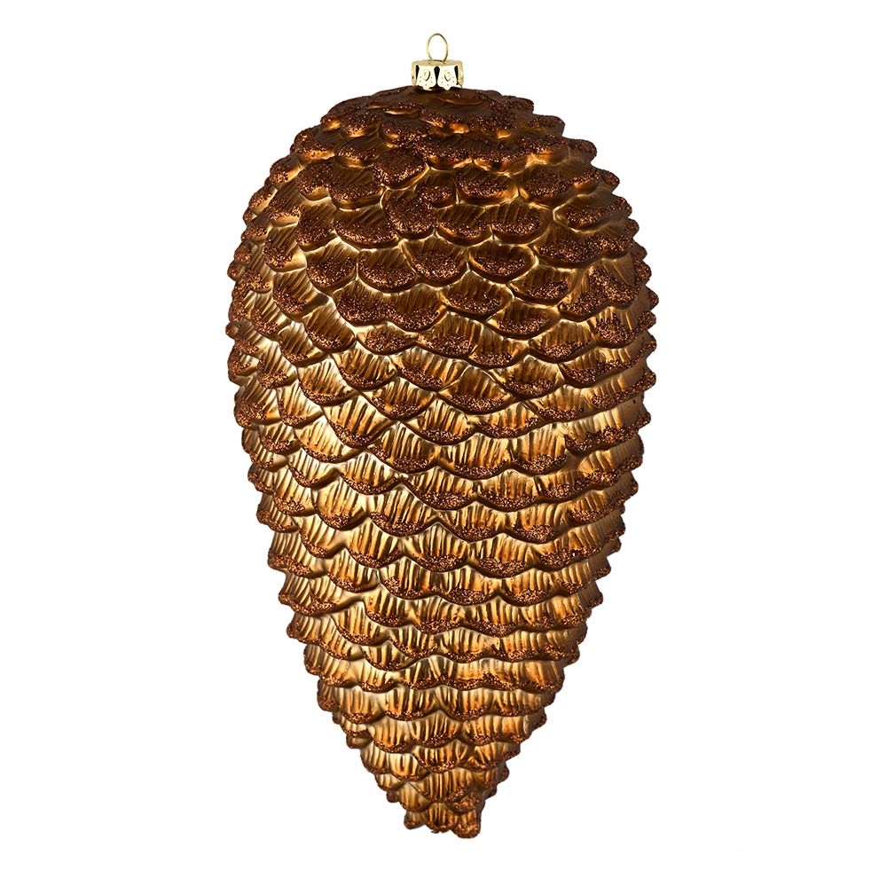 7" MOCHA MATTE GLITTER PINECONE 4/BAG