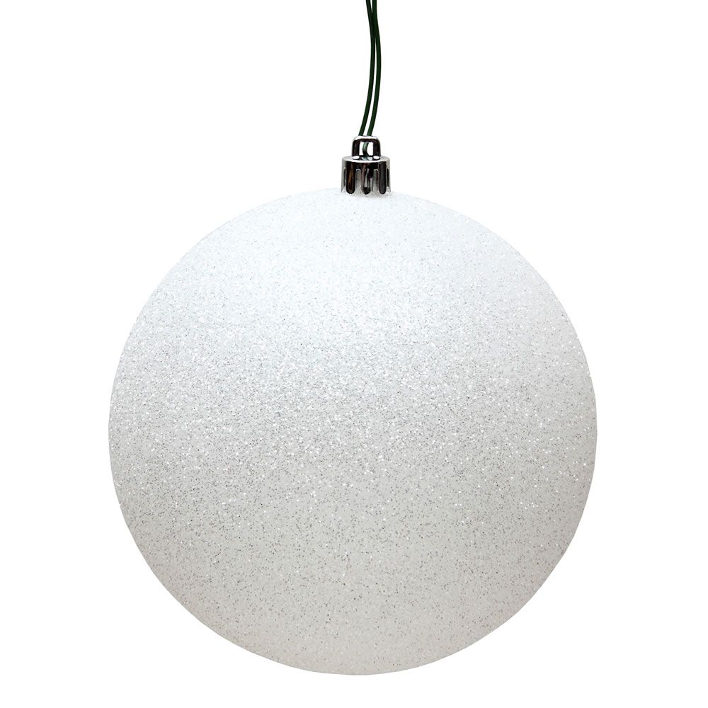 4.75&quot; WHITE GLITTER BALL DRILLED 4/BA